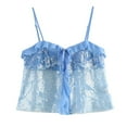 thumbnail image 1 of Sequins Camisole Tops for Women Party Club Cropped Going Out Outfits Sleeveless Sparkly Shiny Cami Disco Blouses (L, Blue), 1 of 7