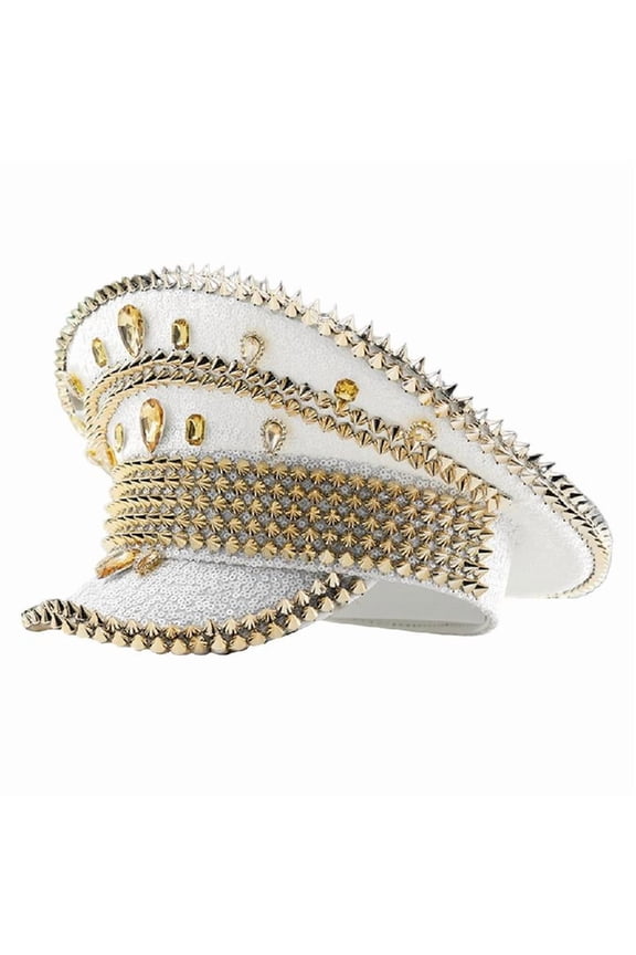 Sequins Captain Hat Crystal Hat Sailor Hat Versatile for Photography