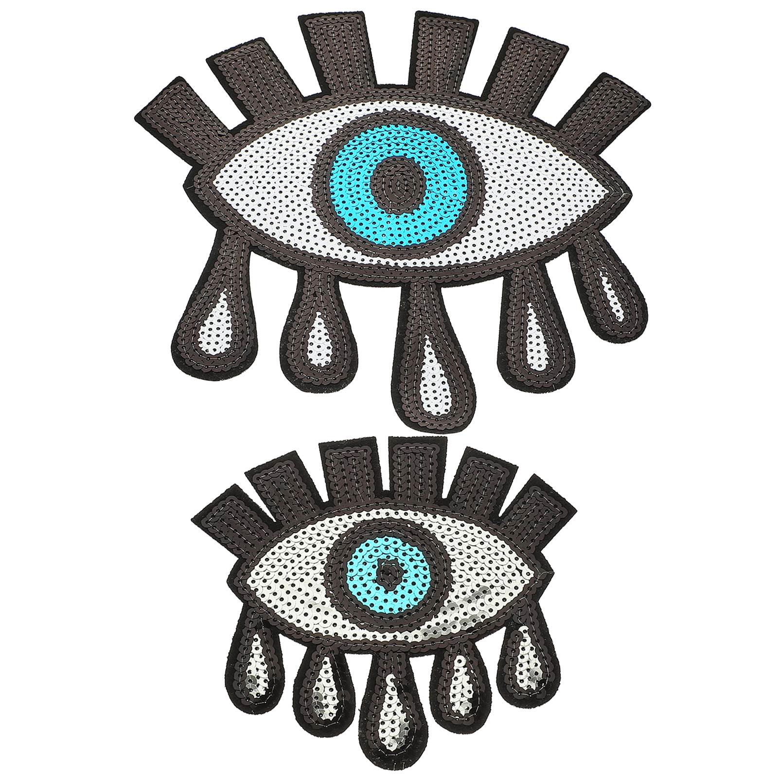 Sequins Clothing Patch 2Pcs Sequins Gauze Clothing Patch Eye Deisgn Sewing Patch Chic Costume