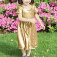 thumbnail image 1 of Sequins Dresses for Girls Short Sleeve 3-8 Years Toddlers Kids Trendy Sparkly Shiny Solid Color Crewneck Birthday Party Dress 2025, 1 of 6