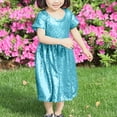 thumbnail image 1 of Sequins Dresses for Girls Short Sleeve 3-8 Years Toddlers Kids Trendy Sparkly Shiny Solid Color Crewneck Birthday Party Dress 2025, 1 of 6