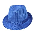 thumbnail image 1 of Sequins Fedora Hat Sparkling Jazz Cap for Men Women 4th of July Party Costume Accessories, 1 of 9