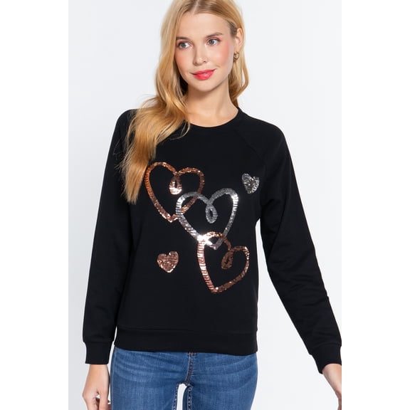 Sequins French Terry Pullover Top S