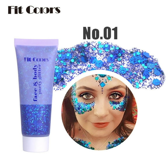 Sequins Gel, Face Body Makeup, Polarized Bright Shimmery Glitter Gel for Dance Party, DIY Nail Art, Hair Embellishment, Lip and Eye Shadow, Multi-Angle Color Changing Glitter