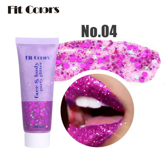 Sequins Gel, Face Body Makeup, Polarized Bright Shimmery Glitter Gel for Dance Party, DIY Nail Art, Hair Embellishment, Lip and Eye Shadow, Multi-Angle Color Changing Glitter