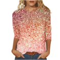 thumbnail image 1 of Sequins Graphic Tshirts for Womens Plus Size 3/4 Sleeve Tops Dressy Casual Crewnek Summer Tee Tunic, 1 of 5