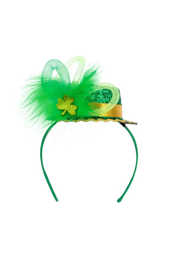 Sequins Green Hat Hair Hoop Shamrock Cap Headband StPatrick Day Hair Accessories