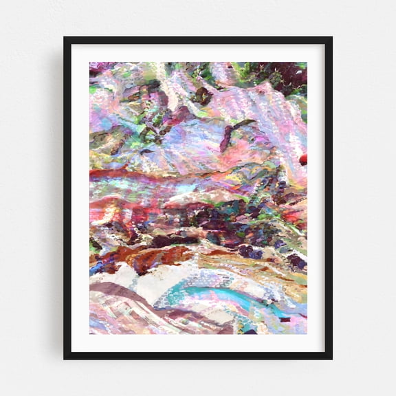 Sequins Haze - Painting Abstract Modern Art Surrealism Pastel Watercolor Psychedelic Pattern Black Framed Wall Art Print 6 x 8 inches