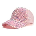 thumbnail image 1 of Sequins Mesh Baseball Cap, Sparkly Sequin Sun Hat for Men and Women, Breathable Mesh Back Hip Hop Cap, Beach Party and Summer Fashion Hat - Pink, 1 of 2