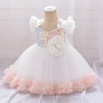 thumbnail image 1 of Sequins Prom Dresses for Girls Tulle-Tutu 6M-3Y Toddlers Kids Cute Cap Sleeve Floral High Waisted A-Line Solid Evening Party Dress 2025, 1 of 8