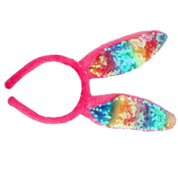 Sequins Rabbits Ear Headbands Colorful Animes Theme Gatherings Hairband Movie Enthusiasts Plush Headbands for Teens Adult
