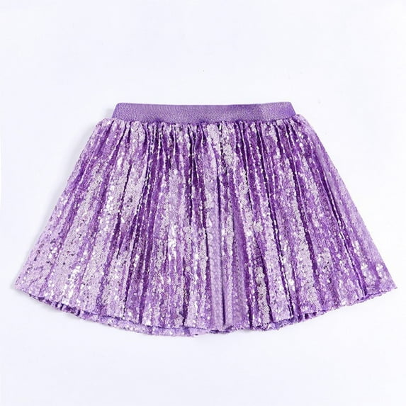 Sequins Skirts for Girls Trendy Sparkly Elastic High Waisted with Lining Shorts Toddlers Kids Shiny Solid Dance Party A-Line Mini Skirt 2-12Y
