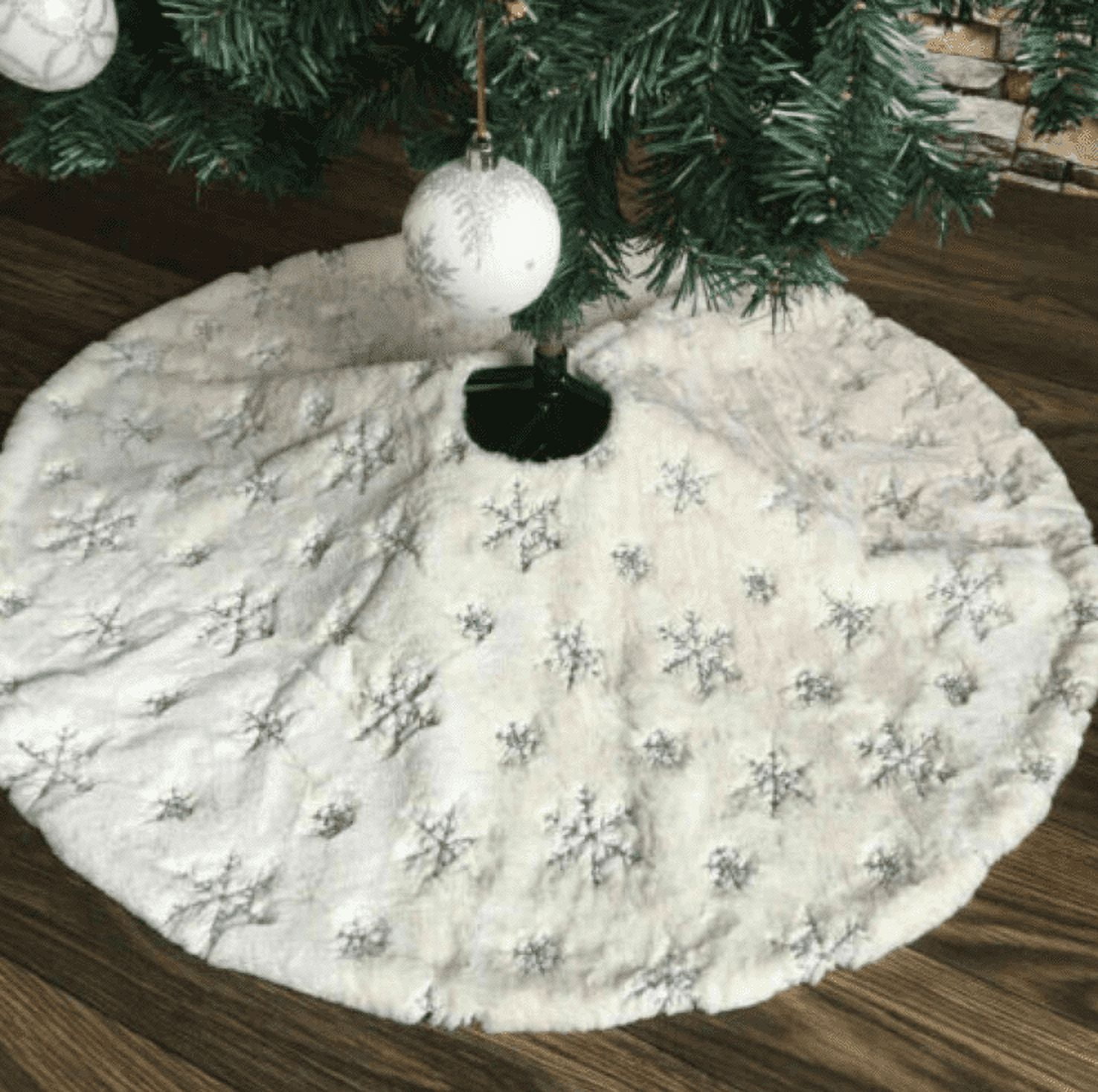 Sequins Snowflake Christmas Decoration Tree Skirt,silver,122cm,F113373