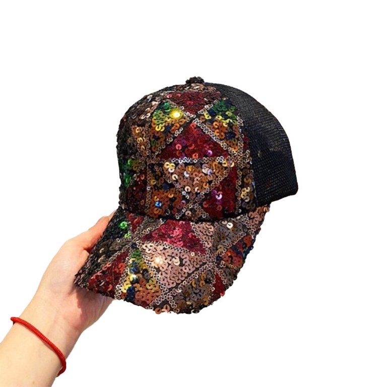 Sequins Sparkly Glitter Bling Baseball Breathable Mesh Cap 