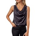 thumbnail image 1 of Sequins Tank Tops for Women Sleeveless Black Sparkle Vest Glitter Tops Party Shirts Holiday Outfits for Women, 1 of 6