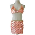 thumbnail image 1 of Sequins Tassels Body Chain Outfits Bra Skirt Bikini Rave Festival Party Beach Fashion Accessories Peach, 1 of 5