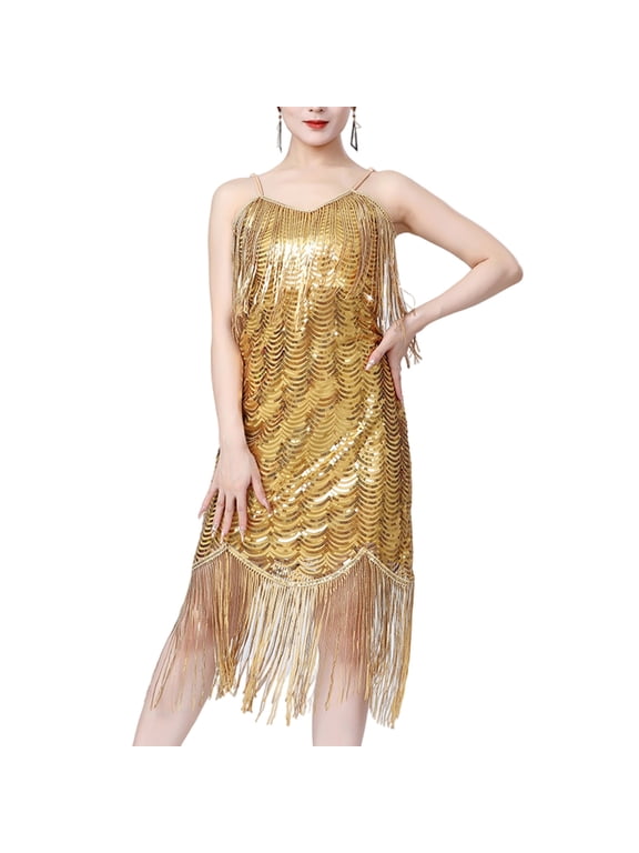 Sequins Tassels Flapper Dress Salsas Cha Cha Jazz Dance Costumes Fringe Dress
