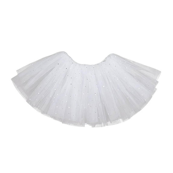 Sequins Tulle Skirts Bowknot Multi-Layered Tutus for Girls 3-13 Years Birthday Dance Halloween Party Outfits (3 Years, White A)