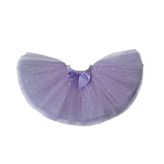 Sequins Tulle Skirts Bowknot Multi-Layered Tutus for Girls 3-13 Years Birthday Dance Halloween Party Outfits (7 Years, Purple)