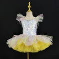 thumbnail image 1 of Sequins Tutu-Dresses for Teen Girls Ballet Dance Costumes Size 1-14 Kids Trendy Shiny A-Line Ruffle Sleeve Layered-Tulle Performance Dress, 1 of 3