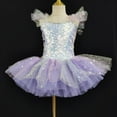 thumbnail image 1 of Sequins Tutu-Dresses for Teen Girls Ballet Dance Costumes Size 1-14 Kids Trendy Shiny A-Line Ruffle Sleeve Layered-Tulle Performance Dress, 1 of 3