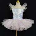 thumbnail image 1 of Sequins Tutu-Dresses for Teen Girls Ballet Dance Costumes Size 1-14 Kids Trendy Shiny A-Line Ruffle Sleeve Layered-Tulle Performance Dress, 1 of 3