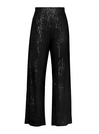 Miluxas Sequin Pants Clearance Women 2023 Sparkle Wide Leg Flare Elastic  High Waist Disco Glitter Pants Red 14(XXXL)