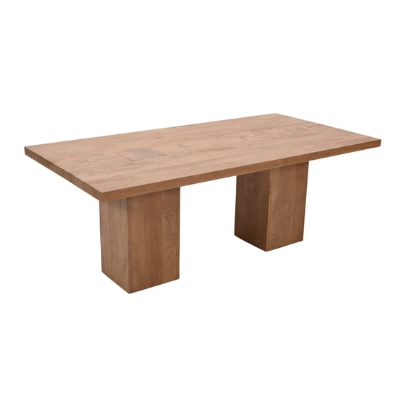 Sequoia 79" Rustic Modern Luxury Solid Wood Butcher Block Double Pedestal Dining Table with Butterfly Joint Inlay