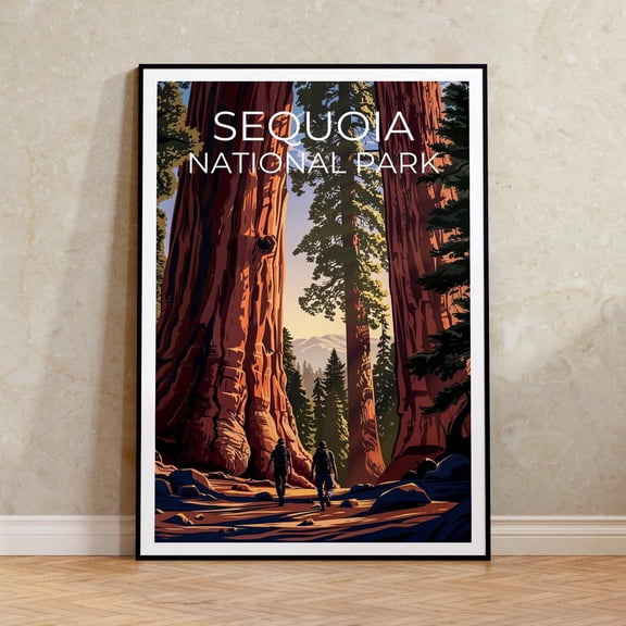 Sequoia California Giant Tree Hiking Wall Art Decor Unframed Paper Print