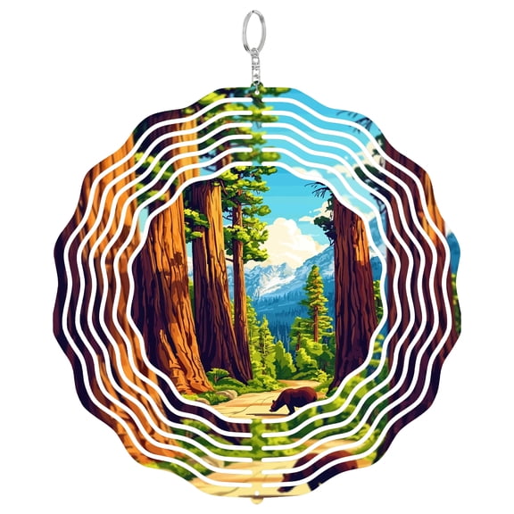 Sequoia Forest Tree 3D Wind Spinner Kinetic Hanging Yard Decoration