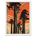 thumbnail image 1 of Sequoia National Forest Large Tree Linocut Poster Artwork Framed Wall Art Print A4, 1 of 4