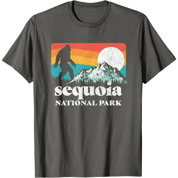 Sequoia National Park California Bigfoot Mountains Unisex T-Shirt for Men Women Kids Toddler,Charcoal Color,Size 4XL
