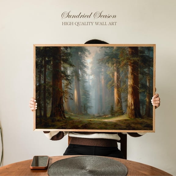 Sequoia National Park California Giant Redwoods Forest Light Wall Art, Unframed Canvas 8x10in