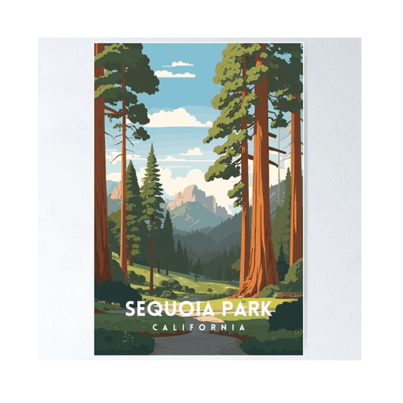 Sequoia National Park Minimalistic Vector Artwork Poster Home Decor Office Wall Art