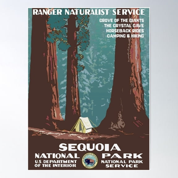 Sequoia National Park, National Park Service Vintage Wpa Graphic Poster Wall Art, Modern Wall Decor For Living Room Bedroom, 16x24 UNFRAMED