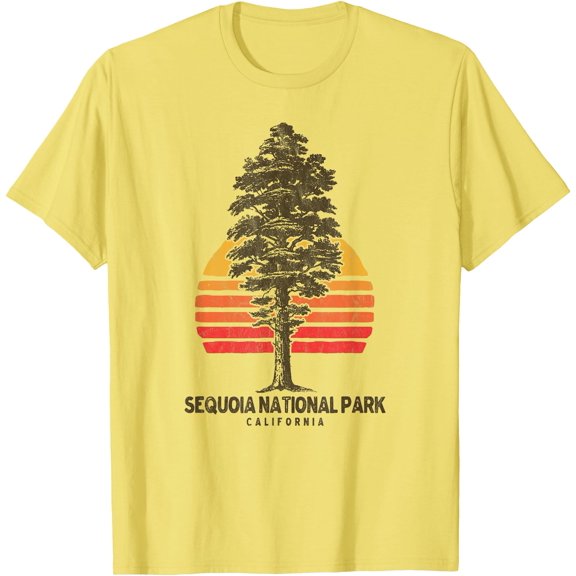Sequoia National Park Retro Tree Minimalist Graphic Unisex T-Shirt for Men Women Kids Toddler,Cornsilk Color,Size YS