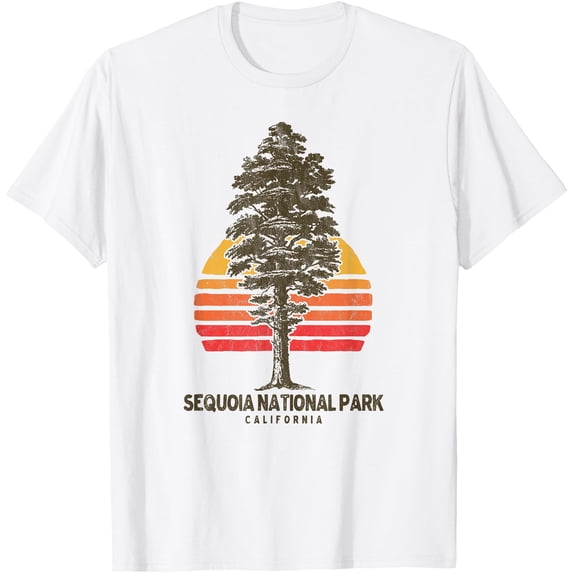 Sequoia National Park Retro Tree Minimalist Graphic Unisex T-Shirt for Men Women Kids Toddler,White Color,Size 3XL