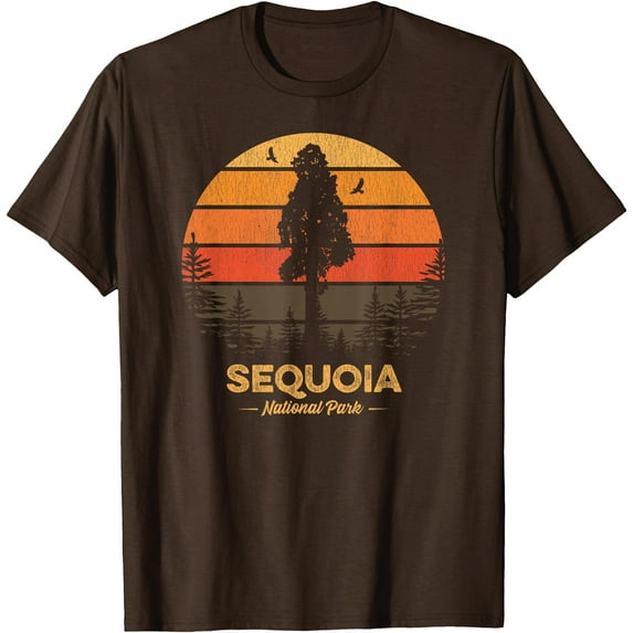 Sequoia National Park Retro Vintage Souvenir Gift Unisex T-Shirt for Men Women Kids Toddler,Dark Chocolate Color,Size L