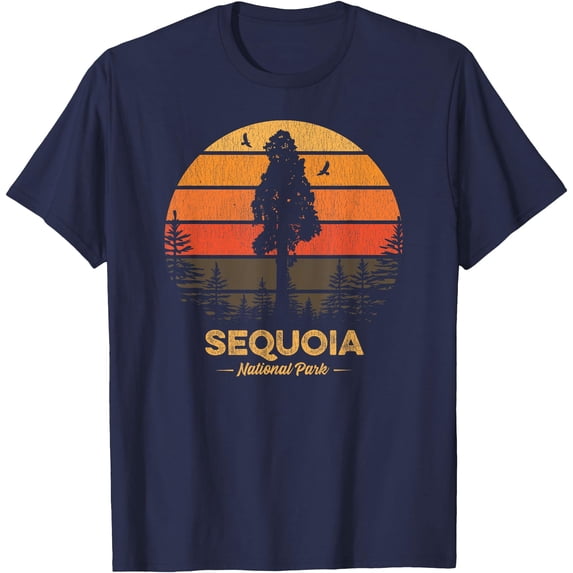 Sequoia National Park Retro Vintage Souvenir Gift Unisex T-Shirt for Men Women Kids Toddler,Navy Color,Size L