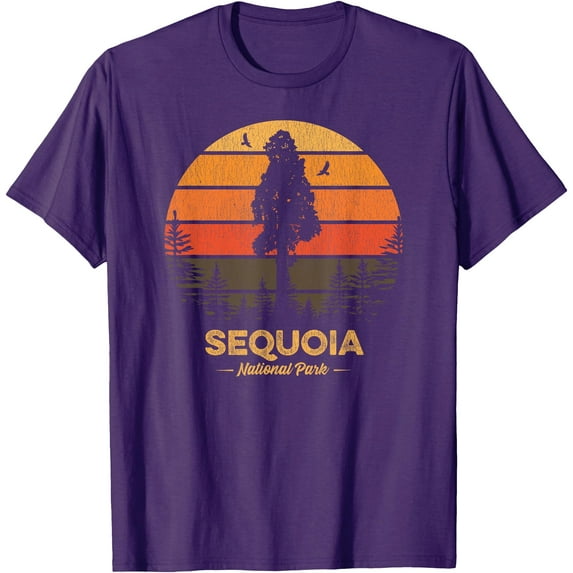 Sequoia National Park Retro Vintage Souvenir Gift Unisex T-Shirt for Men Women Kids Toddler,Purple Color,Size YM