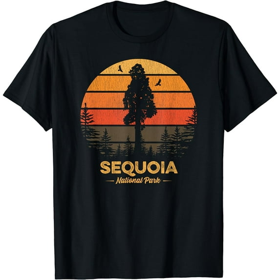 Sequoia National Park Shirt Womens Retro Vintage Souvenir Gift T-Shirt Black 2X-Large