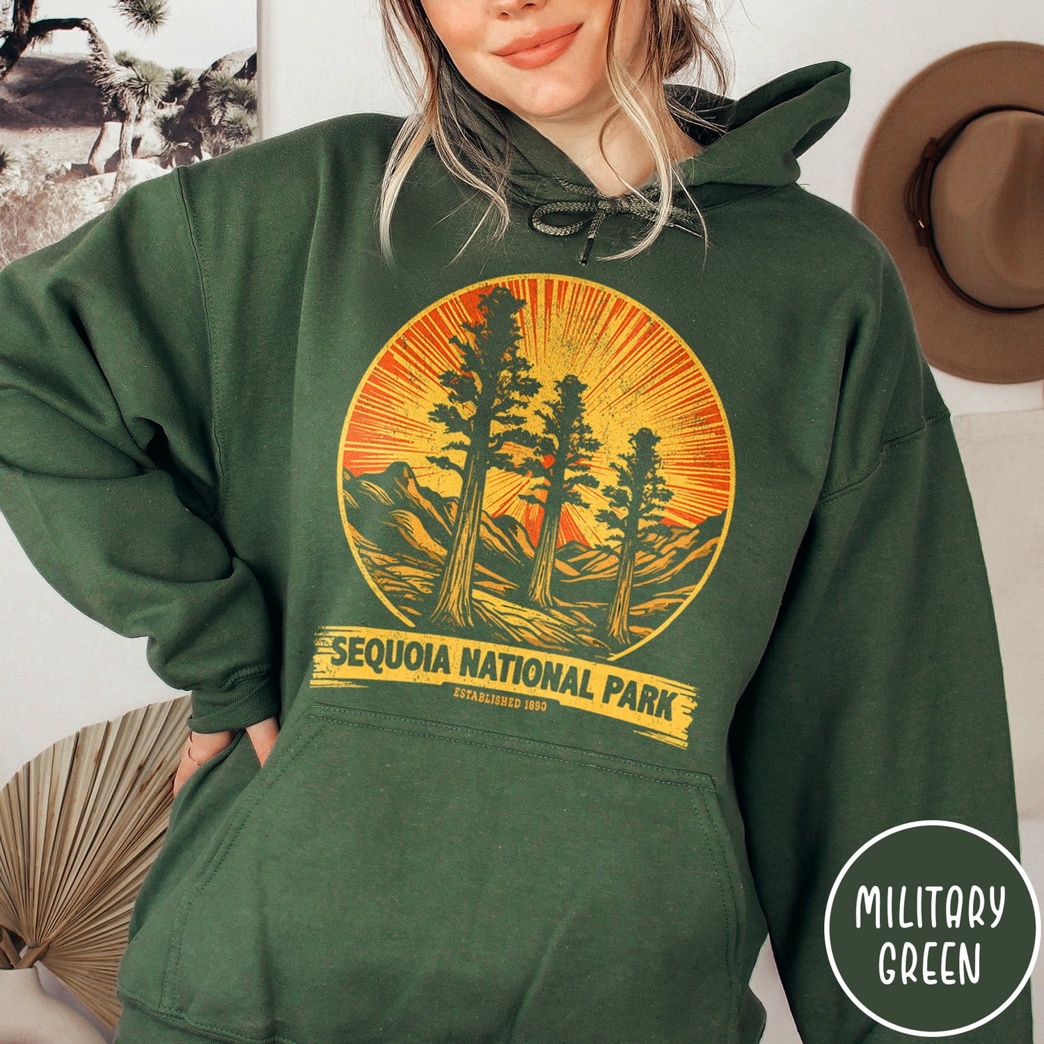 Sequoia National Park Trees and Mountain Sunburst Unisex Classic ...