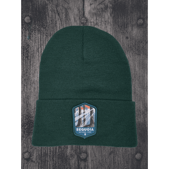 Sequoia National Park Winter Beanie Hat | California Adventure Outdoor Gift for Nature Lovers - Forest Green
