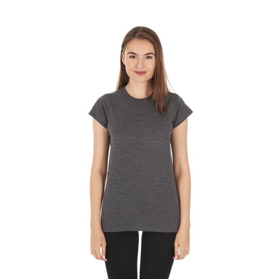Women's Merino Wool Lightweight Crew T-Shirt - Charcoal Gray - Medium