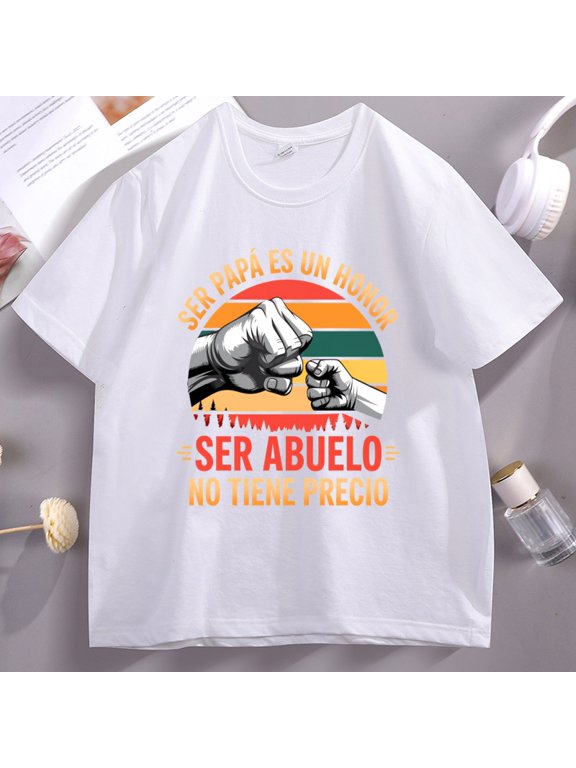 Ser Papa Es Un Honor T-Shirts Spanish Grandfather T Shirt Retro Grandpa Tshirt Casual Cotton Short Sleeve Round Neck Tees