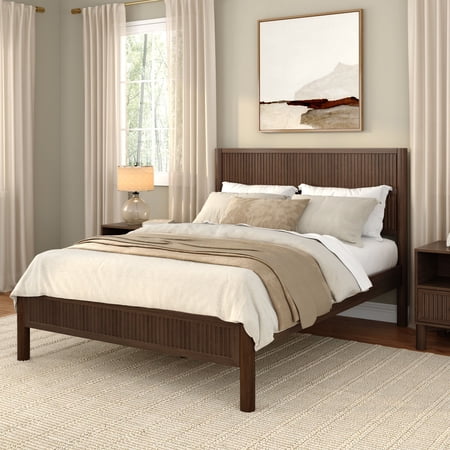 Sera Fluted Queen Bed, Walnut
