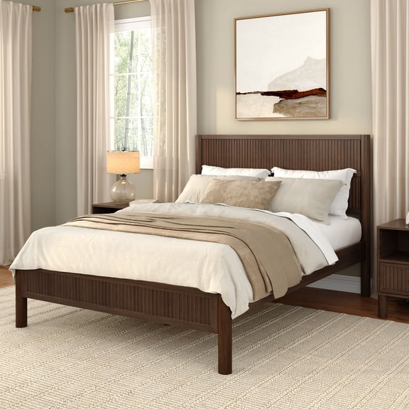 Sera Fluted Queen Bed, Walnut
