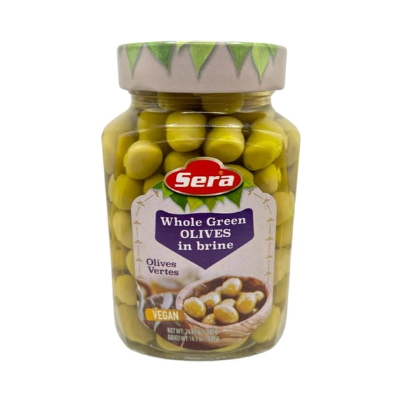 Sera Whole Green Olives in Brine - Zeytoon Sabz -