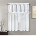 thumbnail image 1 of Serafina Home 3 Pc Kitchen Window Curtain Set: Faux Silk, Raised Pin Dots, Floral Design (White), 1 of 4