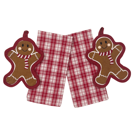 Serafina Home 4-Piece Classic Christmas Gingerbread Kitchen Towel and Pot Holder Set, 100% Cotton